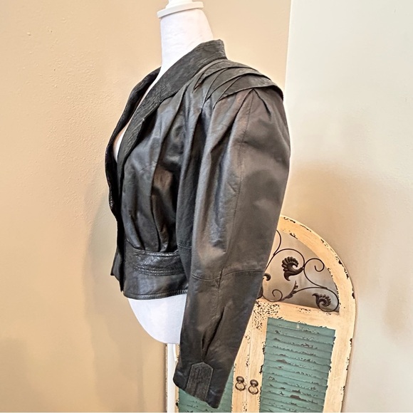 Vintage 80s Black Leather Jacket ASO Kelly Lebroc Vamp Metal Hair Band - Picture 4 of 12